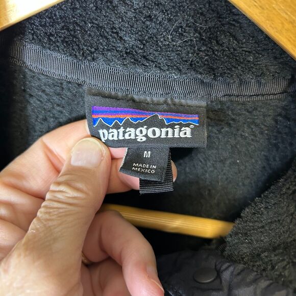 Patagonia Black Re-Tool 1/4 Snap Textured LS Fleece Pullover Size M - Picture 6 of 13
